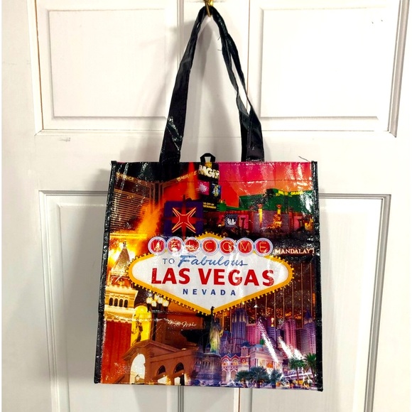 LAS VEGAS reusable tote shopping bag Welcome to Las Vegas scene size 13x13  NEW - Picture 9 of 9